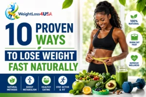 10 Proven Ways to Lose Weight Fast Naturally with healthy diet, exercise, hydration, metabolism boosting, and natural weight management tips.